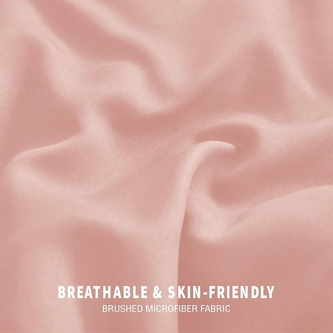 Exclusivo Mezcla Lightweight Summer Reversible Queen Size Comforter Set, Down Alternative Comforter with 2 Pillow Sham, Queen Size Bedding Set for All Seasons, Blush Pink/Light Grey