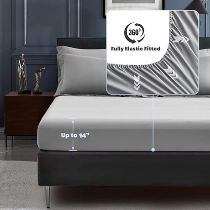 Maple&Stone Twin Comforter Set 5 Pieces Bed in a Bag - Down Alternative Bed Set with Sheets, Pillowcase & Sham, Soft Reversible Duvet Insert for Twin Bed, Dark Grey & Light Grey