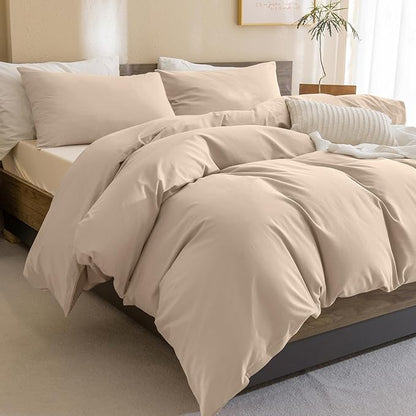 Sanracie Queen Size Comforter Sets, 3Pcs Cotton Warm Taupe Colored Bedding Comforter Sets Extra Soft Breathable Bed Comforter Set for All Season