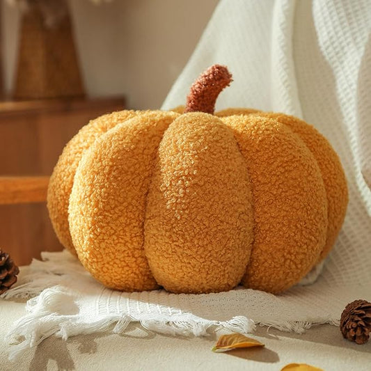 YRXRUS Pumpkin Pillows, Halloween Pumpkin Throw Pillows, Yellow Shaped Pillow for Fall Room Decor Gifts, Teddy Fleece Cute 6x12 Inches Halloween Pillow, Accent Fall Pillows