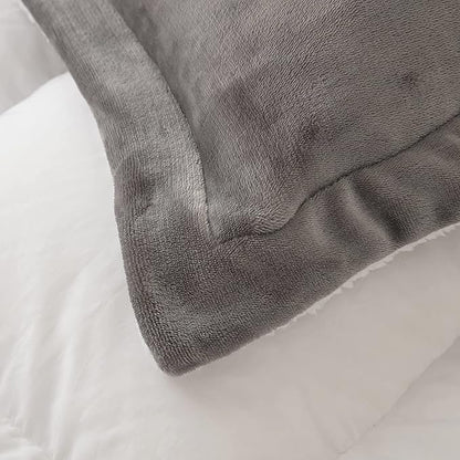 Seward Park Grey Sherpa Comforter Set Twin XL Size, All Season Soft Warm Fleece Fall Blanket, Winter College Dorm Bedding Sets with 1 Pillow Sham