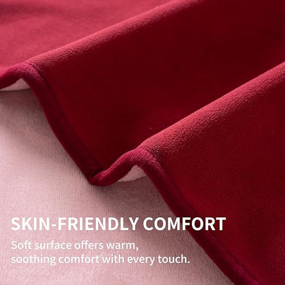 QiyI Waterproof Blanket for Bed King Size, Washable Reversible Bed Cover, Large Leakproof Stain-Resistant Furniture Protector for Travel & Camping, 80"x90", Burgundy/Pink