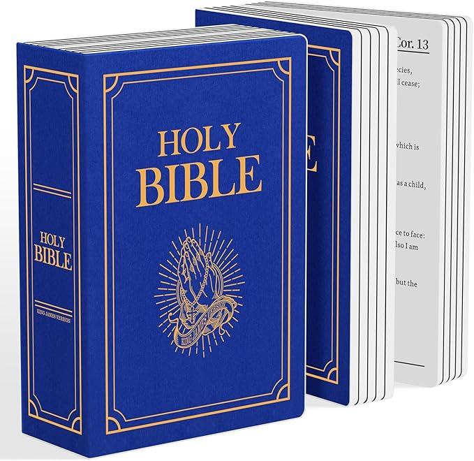 Holy Bible Pillow, Bible Pillow Book Plush That Opens, Home Aesthetic Room Decorative, Soft Stuffed Pillows, Christmas Cartoon Throw Pillows (Blue)