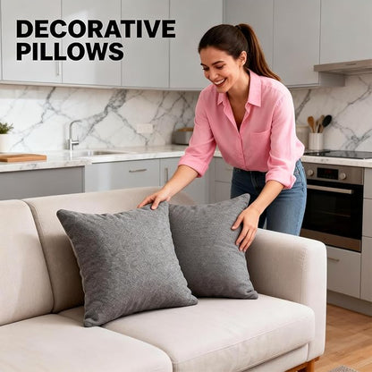 Decorative Couch Pillow Covers SofaThrow pillows with inserts included Bohemian-Style Country Cushion Cover Suitable for Beds, Sofas, Living Rooms, and Home Decor 2pack 18X18 inch.(Seagull Grey)