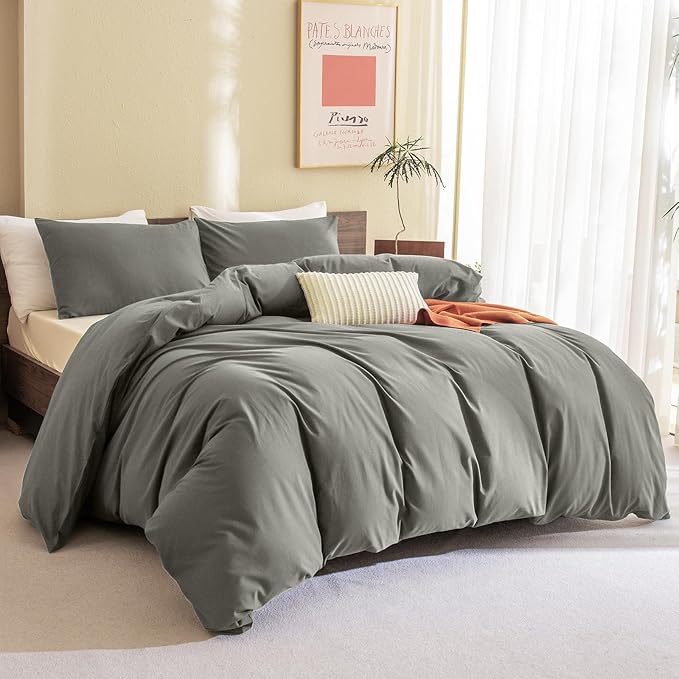 CozyTide Green King Size Comforter Set,Cotton Lightweight Fluffy Ultra Soft Boho Bedding Comforter Sets 3 Pieces(1 Comforter and 2 Pillowcases)