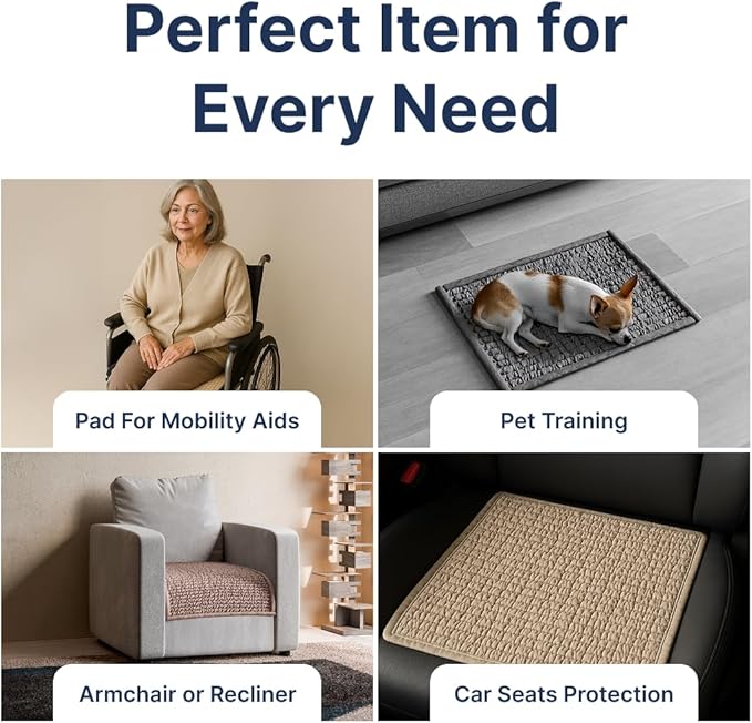 PAULATO BY GA.I.CO. Waterproof Chair Pad – 24x20 Reusable Seat Cover for Car or Wheelchair – Machine Washable Protector for Incontinence – Absorbent Changing Cushion for Elderly Care - Marsala