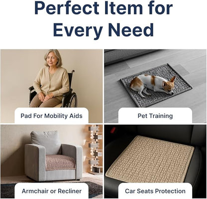 PAULATO BY GA.I.CO. Waterproof Chair Pad – 24x20 Reusable Seat Cover for Car or Wheelchair – Machine Washable Protector for Incontinence – Absorbent Changing Cushion for Elderly Care - Marsala
