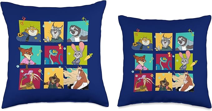 Disney Zootopia 2 Illustrated Characters Grid Throw Pillow
