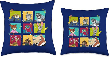 Disney Zootopia 2 Illustrated Characters Grid Throw Pillow