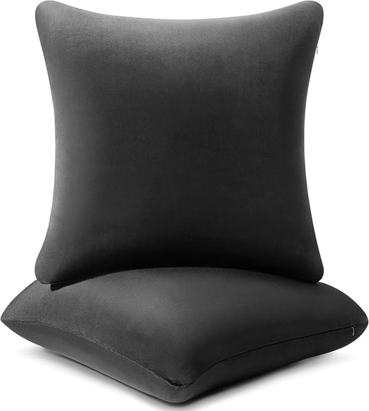 AM AEROMAX 22 ×22 Pillow Insert (Pack of 2) Memory Foam Throw Pillow Insert Sham Square for Decorative Cushion Bed Couch Sofa Without Deform After Longtime Use(Black)