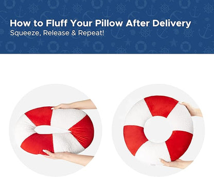AELS 3D Anchor & Lifebuoy Nautical Throw Pillows, 19.6"& 15.7" Set of 2, Coastal Decor for Beach Enthusiasts Beach House, Ideal for Sofa Couch Living Room Bedroom and Nursery, Red and White