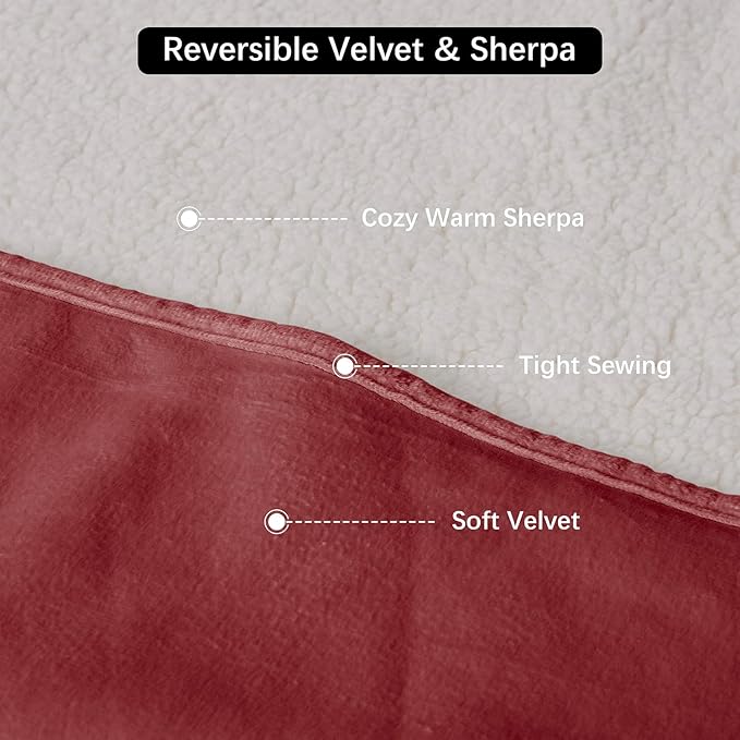 Waterproof Dog Blankets for Medium Dogs, Washable Pet Blanket for Indoor Cats, Plush Sherpa Puppy Throw Furniture Protector for Bed Couch Sofa(30"x40",M,Burgundy Red)