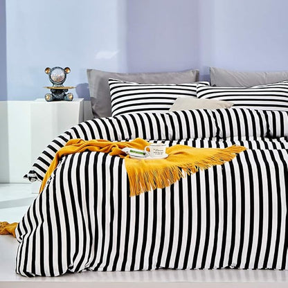 CLOTHKNOW Striped Twin/Twin XL Comforter Set Black and White Bedding Comforter Sets Farmhouse Comforter Soft Ticking Bedding