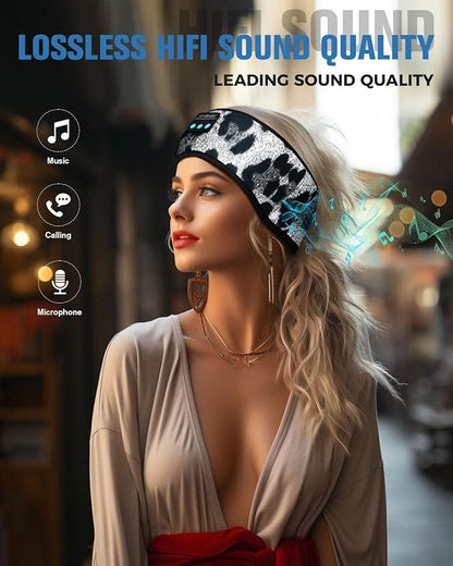 LC-dolida Sleep Headphones Bluetooth 5.4 Headband, Sports Wireless Earphones with Ultra-Thin HD Stereo Speaker Sweat Resistant Earbuds Sleeping Headphone for Workout Running Cool Gadgets Unique Gifts