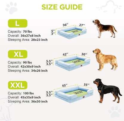 Orthopedic Dog Beds for Large Medium Dogs, Big Waterproof Memory Foam Pet Couch Bed with Removable Washable Cover, Tennis Ball Toy, 36x27