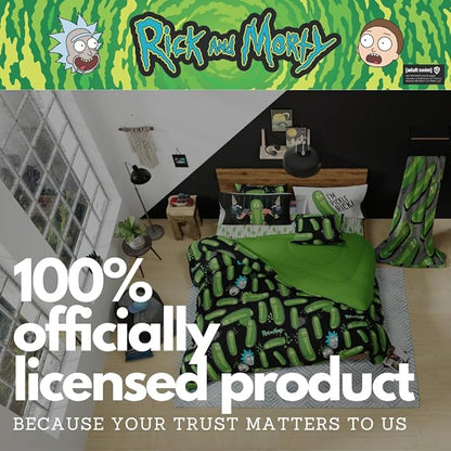 Rick & Morty Bedding 7 Piece Super Soft Cozy Reversible Comforter and Sheet Set with Sham, Queen, (Officially Licensed Product) by Franco