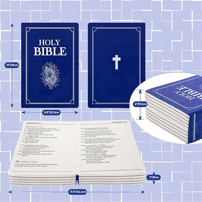The Holy Bible Pillow Plush- Book Shape, Openable, Cozy Faith Bible Pillow Christian Bible Verse Pillow (Blue)