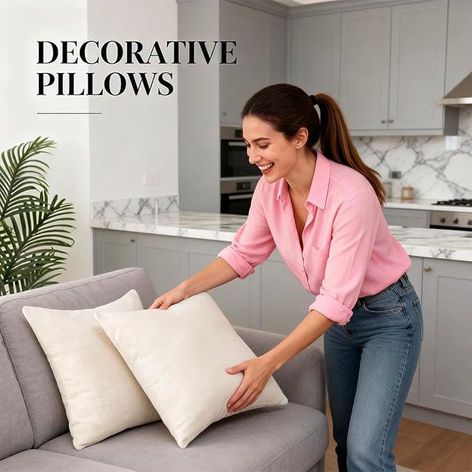 Decorative Couch Pillow Covers SofaThrow pillows with inserts included Bohemian-Style Country Cushion Cover Suitable for Beds, Sofas, Living Rooms, and Home Decor 2pack 18X18 inch.(Off White)