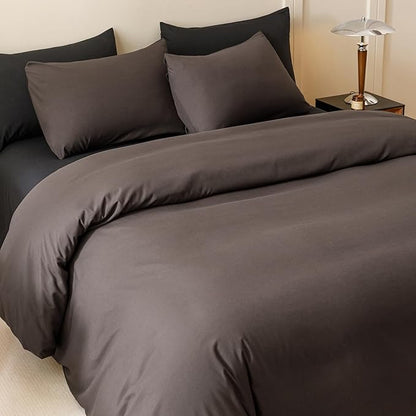 CLOTHKNOW Brown Comforter Set Twin/Twin XL 3Pcs Dark Brown Bedding Comforter Sets Kids Girls Boys Comforter All Season