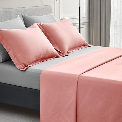 Maple&Stone Queen Size Comforter Set 7 Pieces Bed in a Bag - Down Alternative Bed Set with Sheets, Pillowcases & Shams, Soft Reversible Duvet Insert for Queen Bed, Pink and Grey