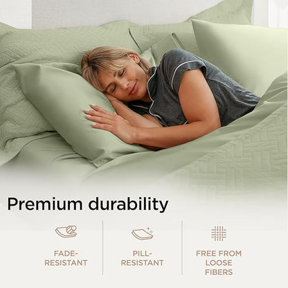 Threadmill Luxury Supima Cotton Sheets, 1000 Thread Count Soft 100% Cotton Sheets for King Size Bed, 4 Pc Sage Green King Bed Sheet Set, 5-Star Hotel Quality with Elasticized Deep Pocket King Sheet