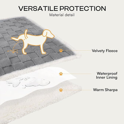 Luciphia Waterproof Dog Blanket for Large Dogs Washable Soft Sherpa Fleece Cat Blankets with 3D Jacquard Cozy Calming Reversible Bed Couch Protector Furniture Protection for Pet,Gray White, 85x57 inch
