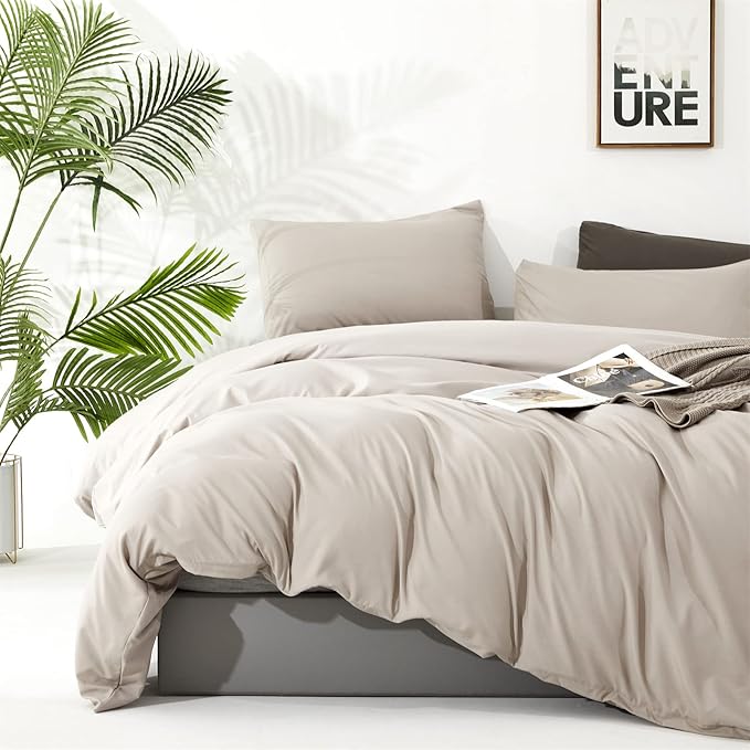 Luxlovery Beige Coffee Comforter Set Full Light Khaki Bedding Set Bedding Set Oatmeal Cream Khaki Blanket Quilts Modern Soft Breathable Taupe Comforter Set