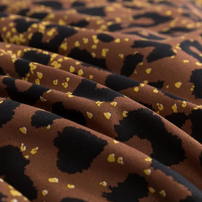 Caressma Safari Leopard Cheetah Print Brown Comforter Set, Full Size 3 Pieces for All Seasons, Untamed Wilderness Style Comforter with Pillowshams, Ultra Soft Microfiber