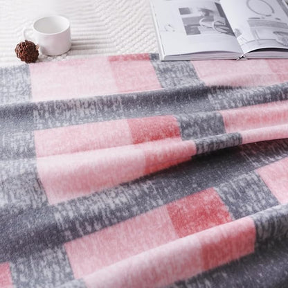 ZYFZCYBL Fleece Throw Blankets for Couch Bulk Lightweight Warm Soft Cozy Blanket 6 Pack Bulk Fleece Blanket Solid for Bed Couch Office Gifts Outdoor 50 x 60 inch Pink and Grey