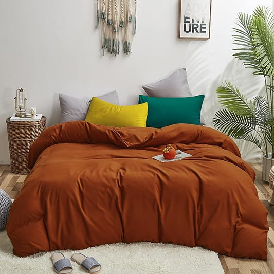 Luxlovery Caramel Comforter Set Full Burnt Orange Bedding Set Full Size Rust Blanket Quilts Soft Breathable Reddish Brown Cozy Bedding Comforter Set for Women Men