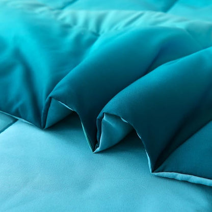 Anibedding 7 Pieces Teal King Comforter Set Lightweight Gradient Teal Green Bed in a Bag Set, All Season Ombre Complete Bedding Set with Flat/Fitted Sheet, 2 Pillowcases and 2 Pillow Shams