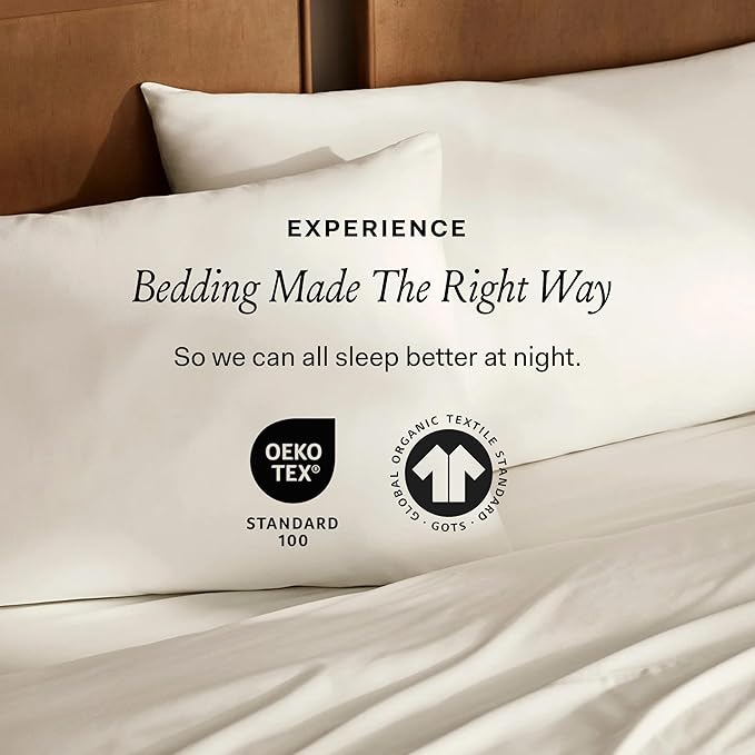 BOLL & BRANCH Signature Hemmed Sheet Set - Twin, Cream - Luxury 100% Organic Cotton - Includes 1 Flat, 1 Fitted, 2 Pillowcases - Buttery Soft