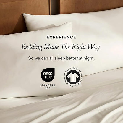 BOLL & BRANCH Signature Hemmed Sheet Set - Twin, Cream - Luxury 100% Organic Cotton - Includes 1 Flat, 1 Fitted, 2 Pillowcases - Buttery Soft