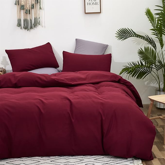 Luxlovery Burgundy Comforter Set Queen Dark Red Bedding Set Women Claret Wine Red Crimson Burgundy Blanket Quilts 3 Piece Claret Bedding Comforter Set