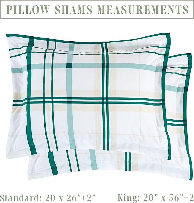 Elegant Comfort 8-Piece Lodge Plaid Reversible Comforter Set - All Season Bed in a Bag, 4-Piece Sheet Set Featuring Smart Pockets, Matching Shams and Decorative Pillow, Full/Queen, Emerald Green