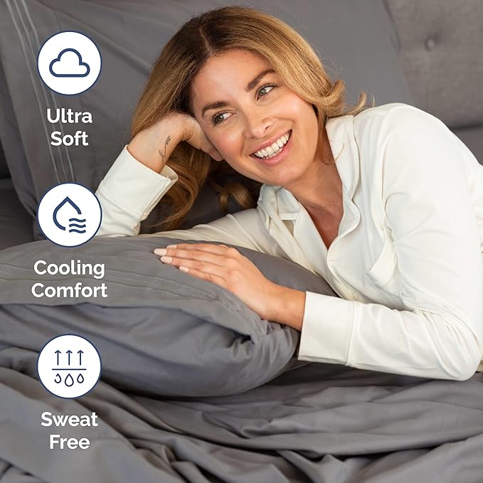 Full XL Size 4 Piece Sheet Set - Comfy Breathable & Cooling Bed Sheets Set - Hotel Luxury Bedding for Women, Men, Kids, Teens, Boys & Girls - Deep Pockets, Soft, Wrinkle Free - Oeko-Tex - Dark Grey