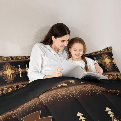 Erosebridal Boys King Western Aztec Comforter Set, Boho Southwestern Bedding Set Brown Primitive Tribal Bedding Comforter Sets Boho Vintage Rural Quilt American Native Bedroom Decor for Teens