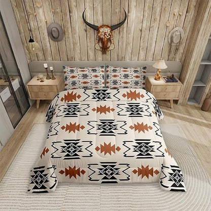 Erosebridal Western Comforter Set Toddler Boho Aztec Southwestern Bedding Sets Rustic Farmhouse Native Tribal Ethnic Quilt Set for Kids Boys Adult Men Vintage Geometric Duvet Country Room Decor