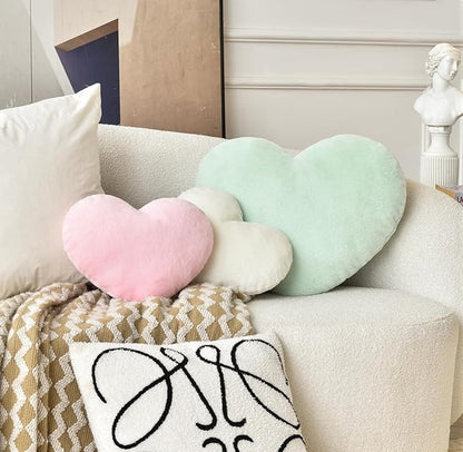 Petrella Throw Pillows Heart Pillow Cute Fuzzy Pillows for Bed Livingroom Home Decor Cushion Decorative Aesthetic Preppy Pillows Pink1,Small 13"x10"