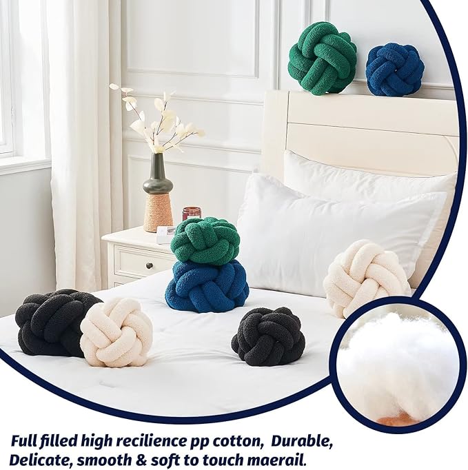 Uvvyui Knot Pillow Ball, Soft Navy Blue Home Decor Knotted Pillows, Handmade Round Plush Throw Pillow, Aesthetic & Cute Large Decorative Pillows for Bed, Floor, Couch, Bedroom Home Decor 11 inches