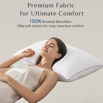 JOLLYVOGUE Pillows Queen Size Set of 1, Washable Supportive Single Bed Pillow with Super Soft Down Alternative Fill, Luxury Fluffy Hotel Quality for Side, Back, and Stomach Sleepers