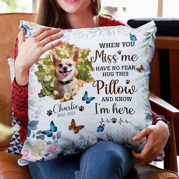 Personalized Pet Photo Memorial Throw Pillow (Insert Included), Pet Loss Gifts Sympathy Gift For Pet, Dog Memorial Gift For Loss Of Dog, Photo Pillow, Pillow Case Cover, Pet Pillows Photo Pillow