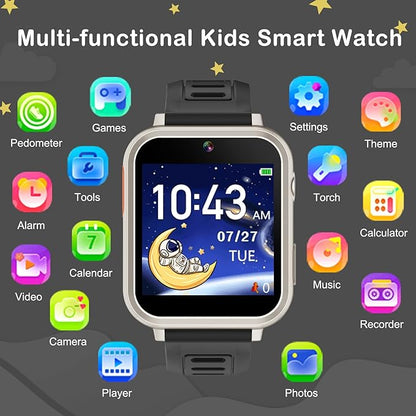 Phyulls Smart Watch for Kids with 39 Puzzle Games Camera Video Recorder Music Alarm Calculator Calendar Flashlight Pedometer Birthday Gift for 3-12 Year Old Boys and Girls
