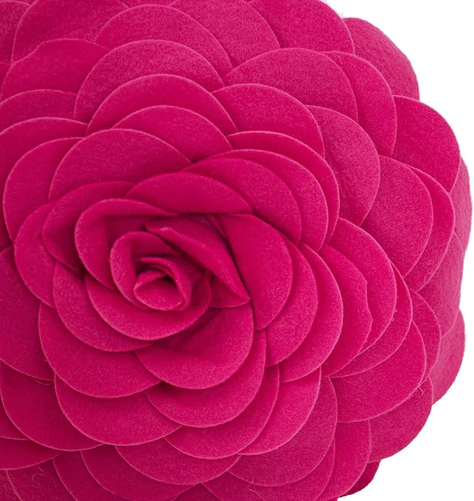 Fennco Styles Eva's Flower Garden Decorative Filled Throw Pillow 13" Round - Fuchsia Floral Accent Pillow for Home, Couch, Bed, Living Room, Holiday and Office Décor