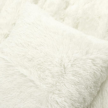 Lush Decor Emma Faux Fur Comforter 2 Piece Set Twin XL Ivory - Dorm Bedding Twin XL Comforter - Cream Comforters - College Dorm Essentials