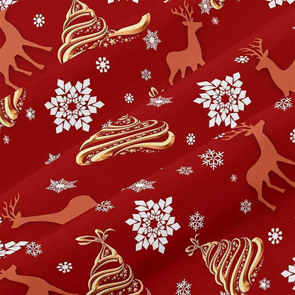 Christmas Comforter Set Queen Size - 3 Pcs 90x90 inch Red Deear Gold Tree and Snow Pattern Printed Bedding Sets -Soft and Lightweight All Season Duvet Bed in a Bag for Women