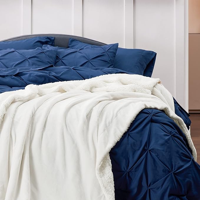 Bedsure GentleSoft Sherpa Fleece Throw Blanket Twin Size for Couch - Thick and Warm Throw for Women and Men, Soft Fuzzy Plush Twin Blanket for Winter, Non-Heated, White, 60x80 Inches