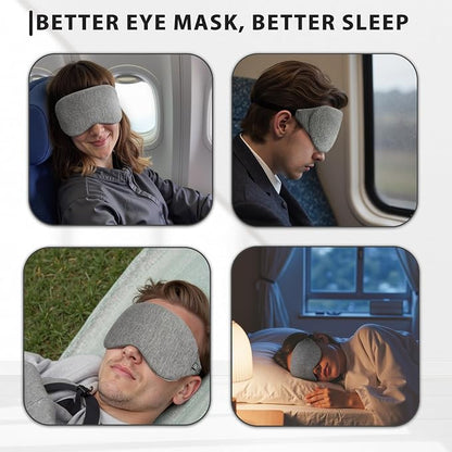 Cooling Cotton Eye Sleep Mask for Men & Women, Soft & Breathable, Pressure-Free Design for Side Sleepers, Adjustable Light Blocking Mask for Sleeping, Travel & Naps (Gray)