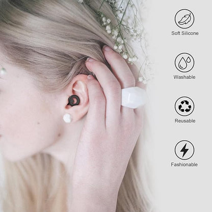 Ear Plugs for Sleeping Noise Cancelling 2 Sets, Reusable Earplugs Hearing Protection 30dB, Soft Silicone Ear Plugs for Concerts, Party, Focus - 8 Pairs Ear Tips in XS/S/M/L - Black