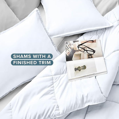 Bare Home Comforter Set - Oversized Queen Size - Ultra-Soft - Goose Down Alternative - Premium 1800 Series - All Season Warmth (Oversized Queen, White)